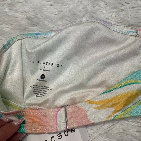 Pacsun L.A. Hearts Marble Multi Color Strapless Bikini Top - Picture 4 of 4